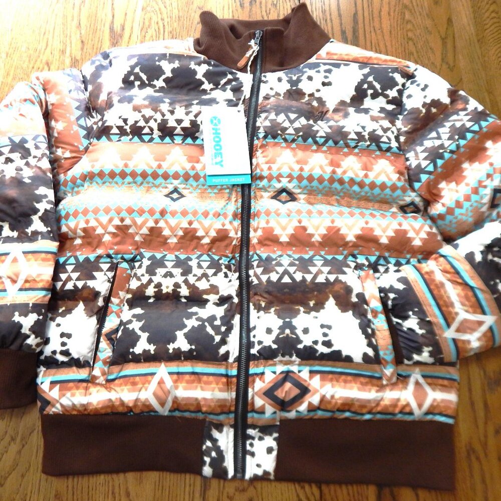 HOOEY Aztec Puffer Jacket Womens Size L New w/tags